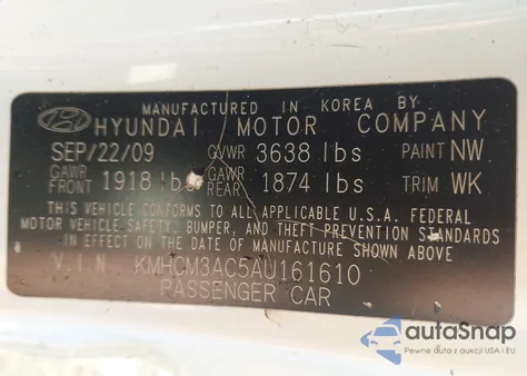 2010 Hyundai Accent Gs from USA, damaged, VIN KMHCM3AC5AU161610